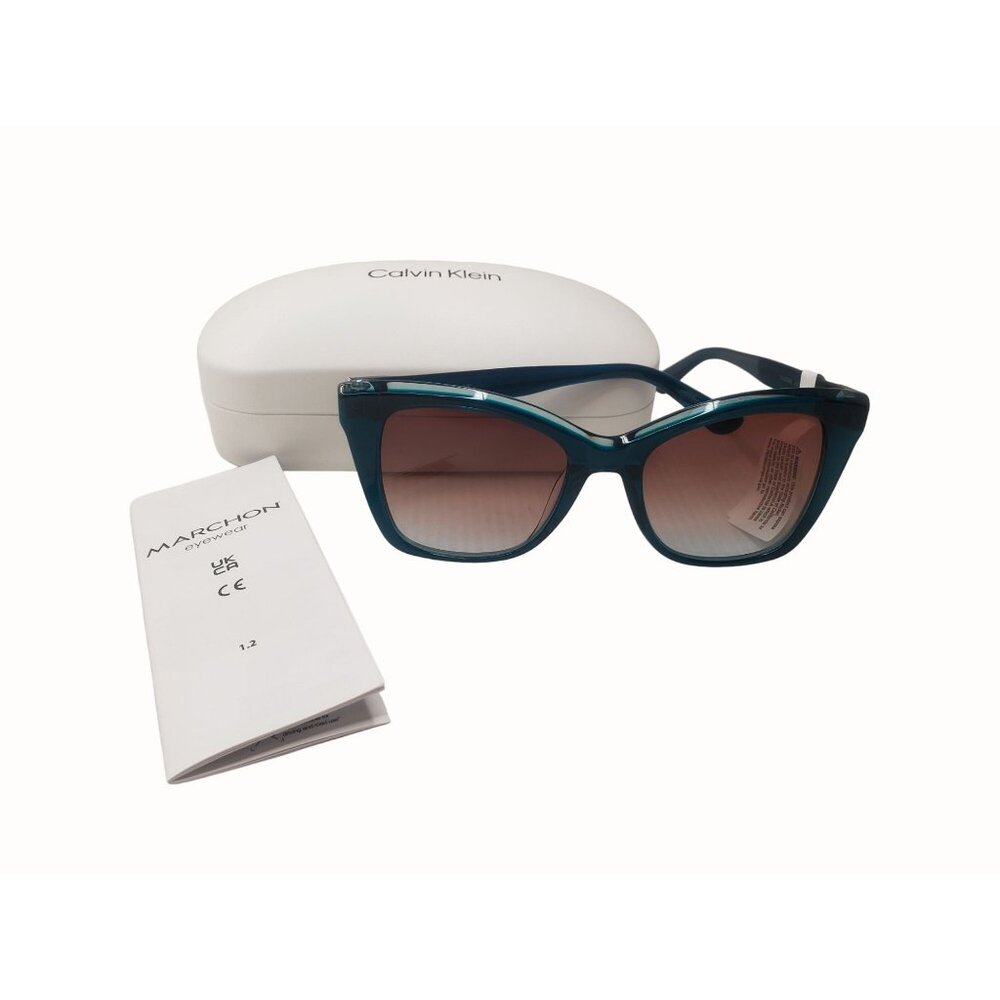 Calvin Klein Women's Rectangular Sunglasses Petrol Blue CK22530S Medium - Picture 2 of 9